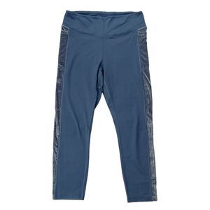 Pink Victoria's Secret Leggings Womens Large Blue Velvet Stripe Ankle Athletic